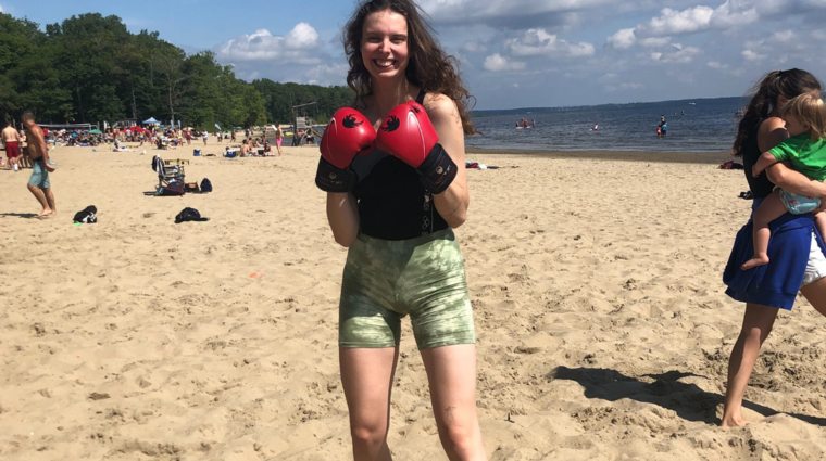 Boxing class at Oka Beach with Kristýna