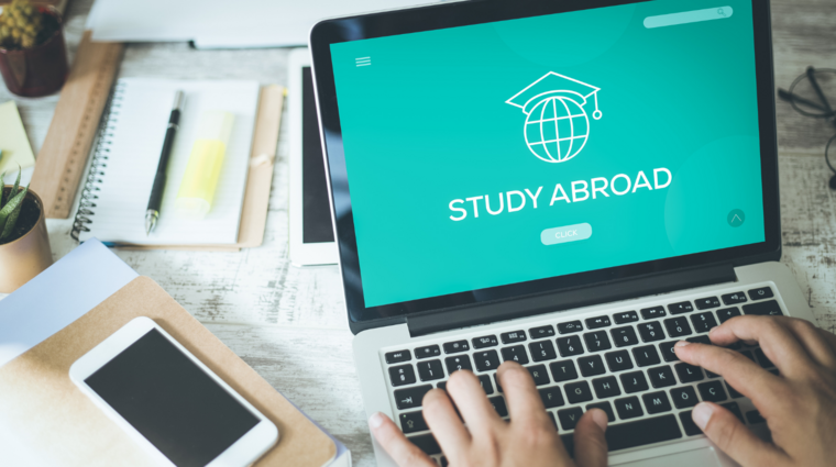 Laptop with a Study Abroad on the screen