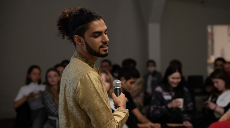 student presenting to audience