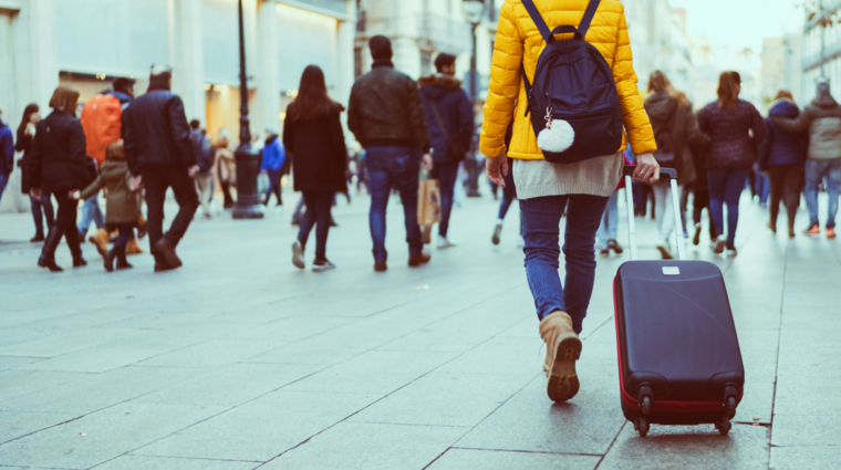 a traveler with a luggage