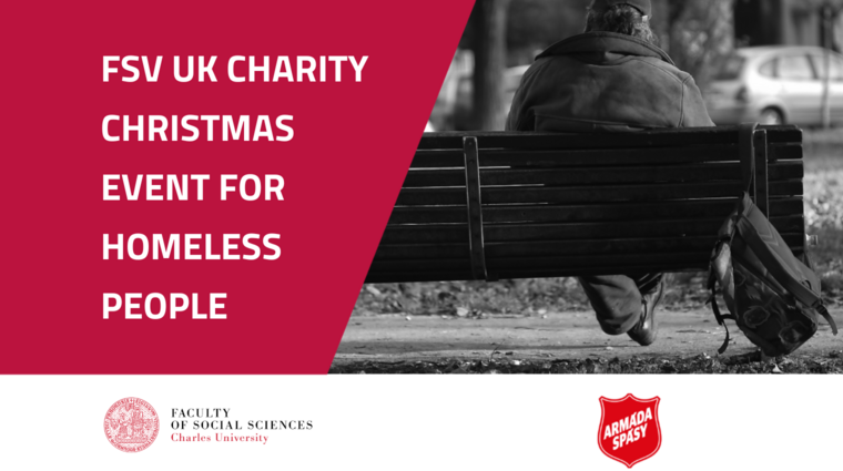 FSV UK charity Christmas event for homeless people header with a black and white photo of a homeless person on a bench