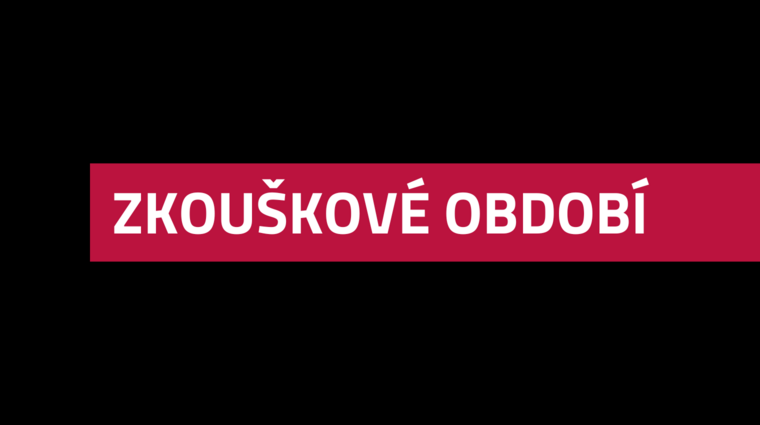nápis "Zkouškové období" na červeném a černém pozadí