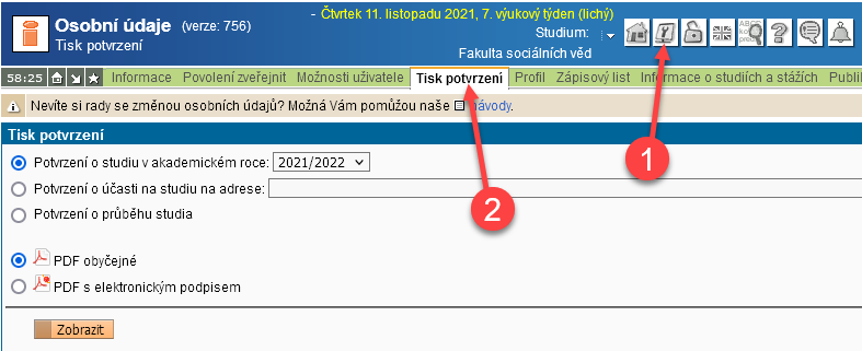 Potvrzení o studiu