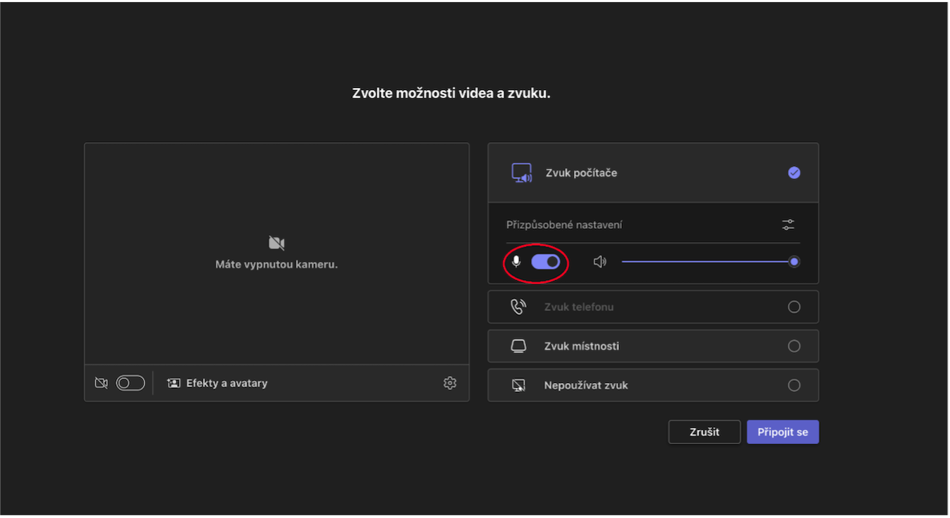 MS teams student schůzka