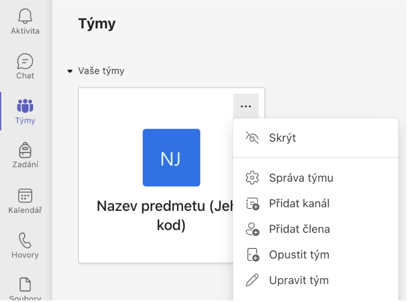 MS teams týmy